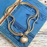 【ネックレス】パール　3連　フレンチエスニック　チョーカー　80’sフランス