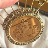 【ブローチ】goldette　ハットピン　カメオ　薔薇　ミツバチ　アンバー　インタリオ　60’s goldette