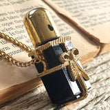 【ネックレス】香水瓶　パフュームボトル　リボン　ブラック　60’sフランス