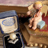 【リング】2連　V字　大粒パール　925刻印　フランスvintage