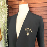 【ブローチ】goldette ゴルデット　7個チャーム　カニ　カメオ　色石　60’s USA