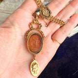 【ネックレス】goldette ゴルデット　アンバーガラス　エンジェル　スライドネックレス　60'sUSA