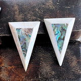 【イヤリング】アバロンシェル　トライアングル　逆三角形　ホワイト　70’s USA