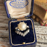 【リング】2連　V字　大粒パール　925刻印　フランスvintage