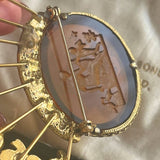 【ブローチ】goldette　ハットピン　カメオ　薔薇　ミツバチ　アンバー　インタリオ　60’s goldette