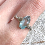 【リング】アクアマリンガラス　クリスタル　K18GF 13号　60年代イギリス