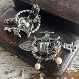 【イヤリング】アジアの寺院　漢字　バロックパール　70’s USA