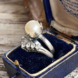 【リング】2連　V字　大粒パール　925刻印　フランスvintage