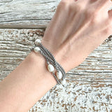 【ブレス】淡水パール　5連チェーン　エレガント　70’sフランス　