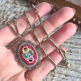 【ネックレス】マイクロモザイク　フィリグリー　赤　60’sイタリア製