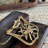 【ブローチ】Coro コロ　エンブレム　勲章　鷹　剣　王冠　60’s USA