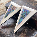 【イヤリング】アバロンシェル　トライアングル　逆三角形　ホワイト　70’s USA