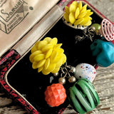 【イヤリング】カラフル　キッチュ　コラージュ　アシンメトリー　60’sフランス