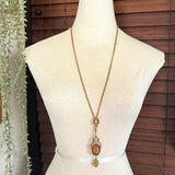 【ネックレス】goldette ゴルデット　アンバーガラス　エンジェル　スライドネックレス　60'sUSA