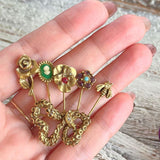 【ブローチ】goldette 5チャーム　カメオ　薔薇　ミツバチ　70’s USA　
