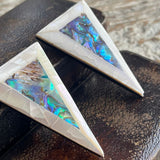 【イヤリング】アバロンシェル　トライアングル　逆三角形　ホワイト　70’s USA