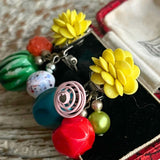 【イヤリング】カラフル　キッチュ　コラージュ　アシンメトリー　60’sフランス