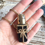 【ネックレス】香水瓶　パフュームボトル　リボン　ブラック　60’sフランス