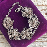 【ブレス】フィリグリー　花　立体フラワー　60’sイギリス