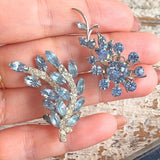 【イヤリング】アシンメトリー　ホリゾンブルー　植物　フランスvintage