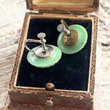 【イヤリング】シャーベットグリーン　セルロイド　ダリア　50’sイギリス