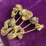 【ブローチ】goldette 5チャーム　カメオ　薔薇　ミツバチ　70’s USA　