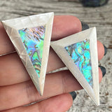 【イヤリング】アバロンシェル　トライアングル　逆三角形　ホワイト　70’s USA