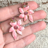 【イヤリング】花　フラワー　ピンク　春色　春ジュエリー　80’s USA