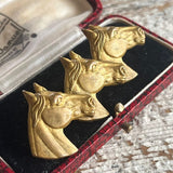 【ブローチ】3頭の馬　シャビーゴールド　真鍮　50’sイギリス