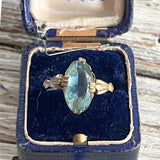 【リング】アクアマリンガラス　クリスタル　K18GF 13号　60年代イギリス