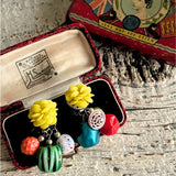 【イヤリング】カラフル　キッチュ　コラージュ　アシンメトリー　60’sフランス