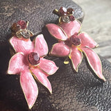 【イヤリング】花　フラワー　ピンク　春色　春ジュエリー　80’s USA