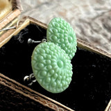 【イヤリング】シャーベットグリーン　セルロイド　ダリア　50’sイギリス