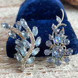 【イヤリング】アシンメトリー　ホリゾンブルー　植物　フランスvintage