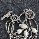 【ブレス】淡水パール　5連チェーン　エレガント　70’sフランス　