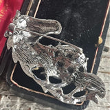 【ブローチ】馬　horse サファイアブルー　縦ライン　80’sUSA