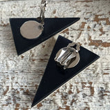 【イヤリング】アバロンシェル　トライアングル　逆三角形　ホワイト　70’s USA