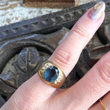 【リング】サファイアブルー×ゴールド　太幅　70’sフランス　7.5号