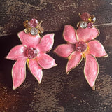 【イヤリング】花　フラワー　ピンク　春色　春ジュエリー　80’s USA