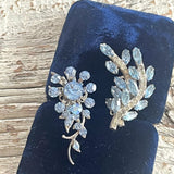 【イヤリング】アシンメトリー　ホリゾンブルー　植物　フランスvintage