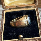 【リング】サファイアブルー×ゴールド　太幅　70’sフランス　7.5号