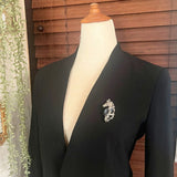 【ブローチ】馬　horse サファイアブルー　縦ライン　80’sUSA