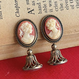 【イヤリング】カメオ　クラシカル　ベルチャーム　コラージュ　60’sフランス