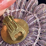 【イヤリング】ラベンダー　花　メッシュループ　50’sドイツvintage