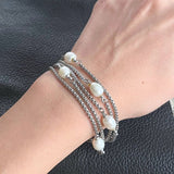 【ブレス】淡水パール　5連チェーン　エレガント　70’sフランス　