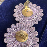 【イヤリング】ラベンダー　花　メッシュループ　50’sドイツvintage