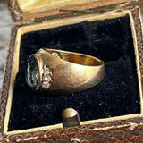 【リング】サファイアブルー×ゴールド　太幅　70’sフランス　7.5号