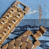 【ブレス】ヘキサゴン　六角形　蜂の巣　ハニカム　ゴールド　60’sフランス