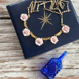 【ネックレス】ポーセリン　陶磁器　ローズ　薔薇　ロマンチック　60’sフランス