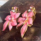 【イヤリング】花　フラワー　ピンク　春色　春ジュエリー　80’s USA